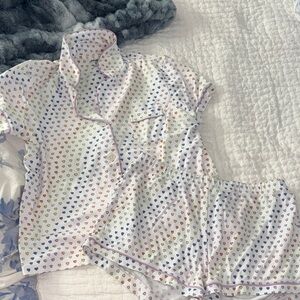 Roller Rabbit White Pajama Set with Multicolor Hearts